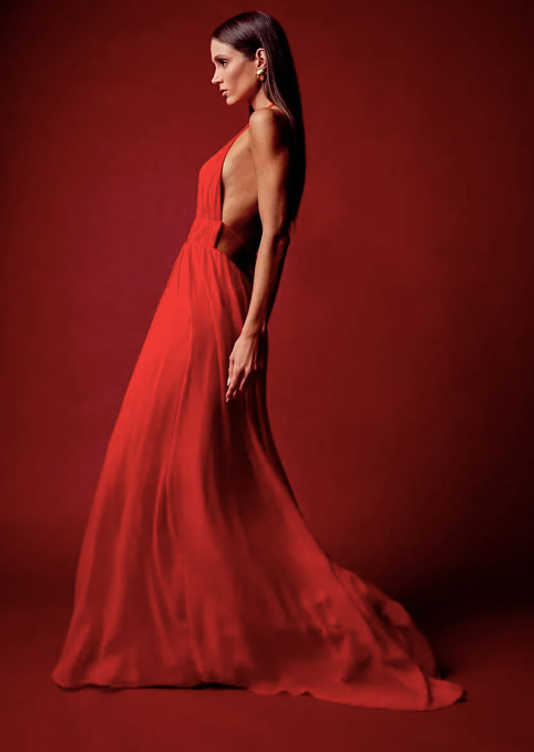 strapless open back dress Susan Dress Red