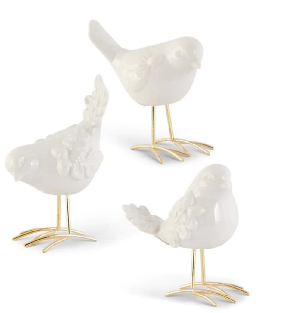 White birds with golden legs