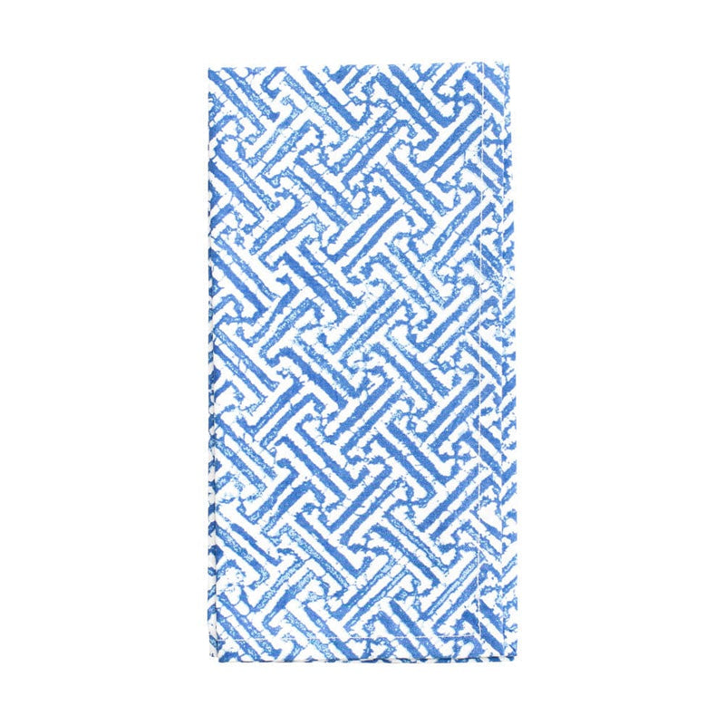 Cotton Napkin - Fretwork Blue/White