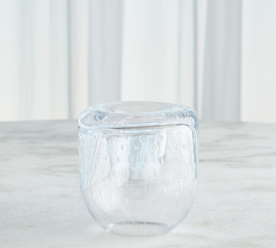 Double Take Vase Clear Seeded Short