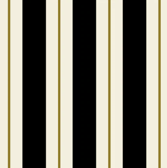 Black & Gold Awning Stripe Cocktail Napkin - Pack Of 20