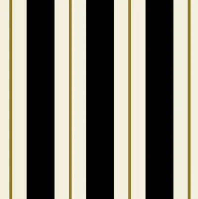 Black & Gold Awning Stripe Cocktail Napkin - Pack Of 20