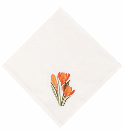 Napkin Off White Orange Tulip