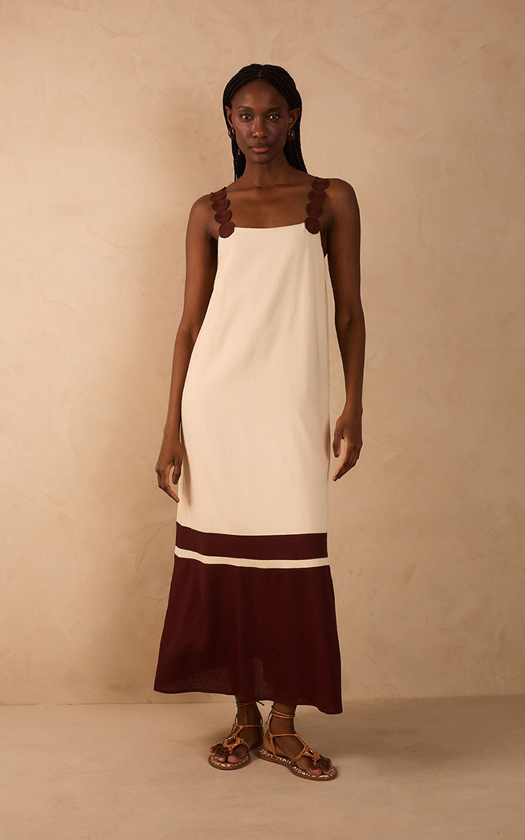 Edith Dress White Brown