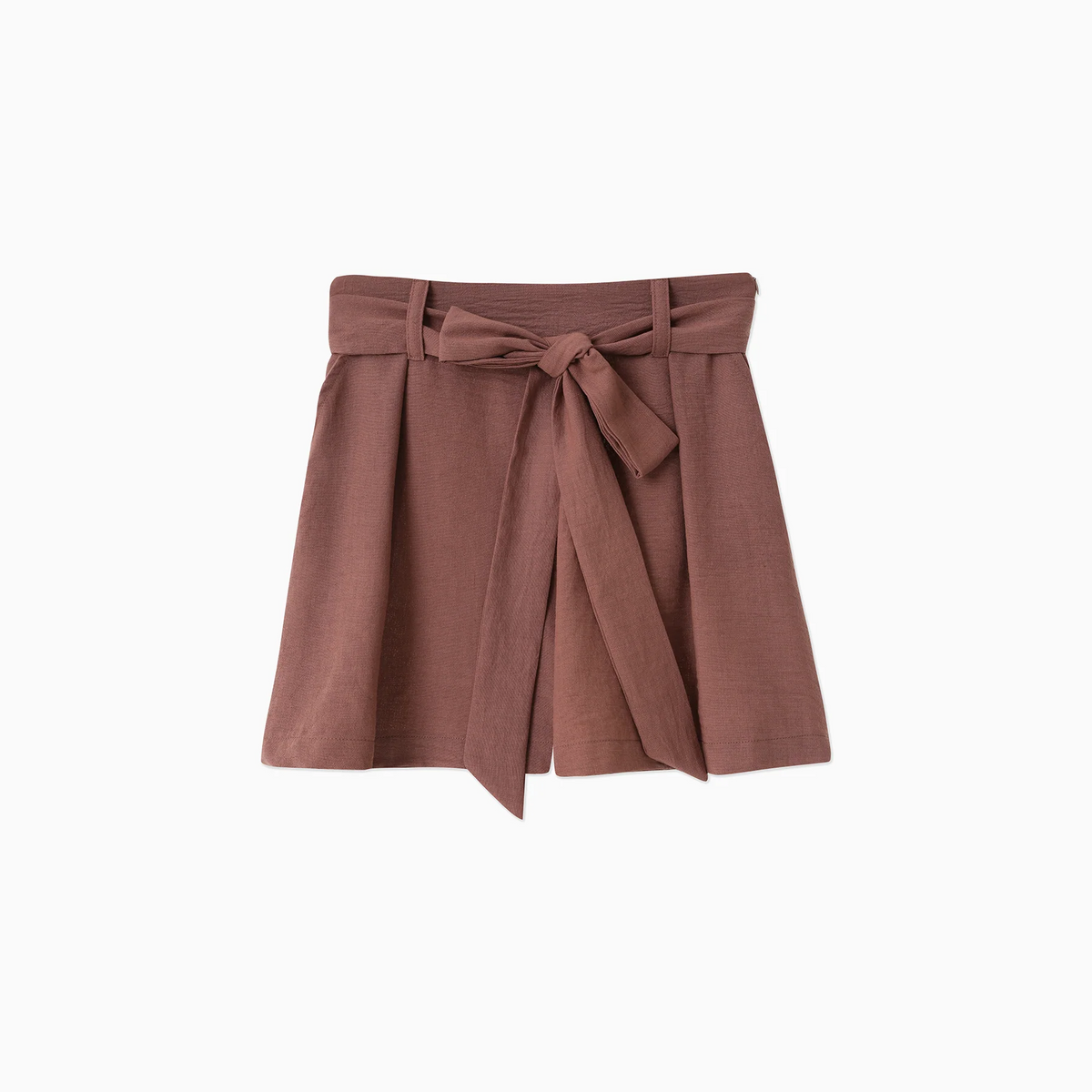 Crop Shorts Linen Set  Brown