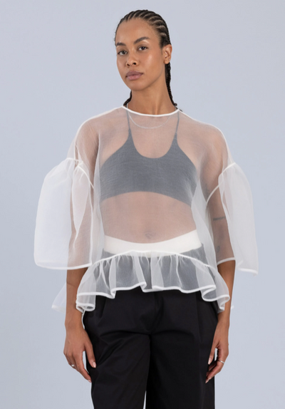 Organza Oversized Blouse Off White