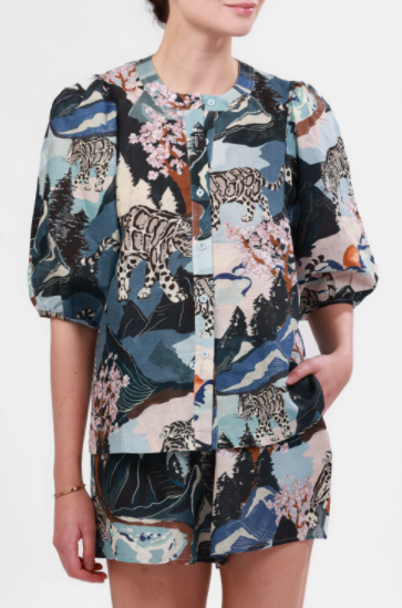 Balloon Shirt Snow Leopard Blue