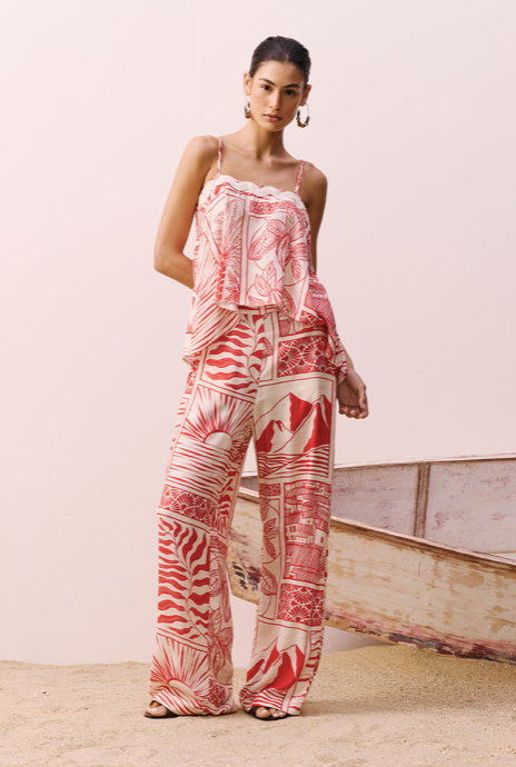 Ampla Pant Red Print