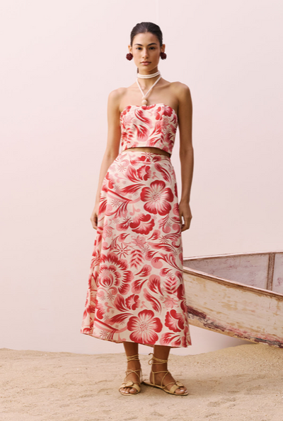 Firani Skirt Red Print