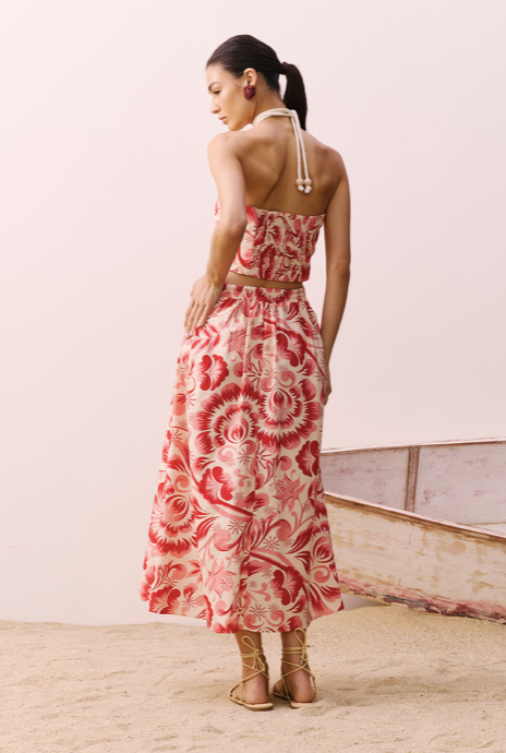 Firani Skirt Red Print