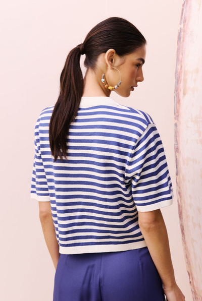 Lucia Top Stipe Blue