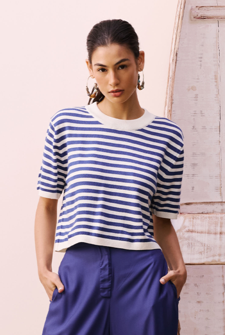 Lucia Top Stipe Blue