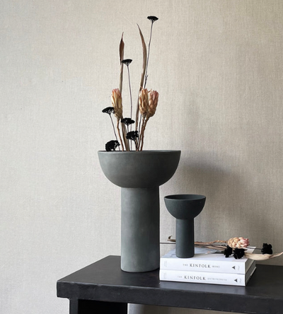 Block Vase Big Dark Grey