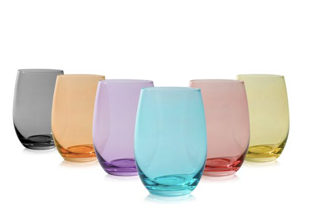 Color Stemless Wine Glass set of 6