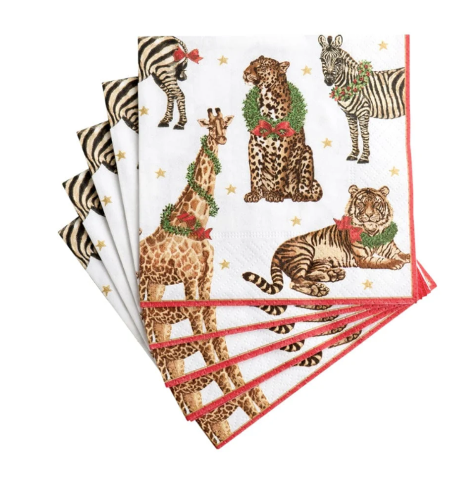 Wild Christmas Ivory Napkin Cocktail