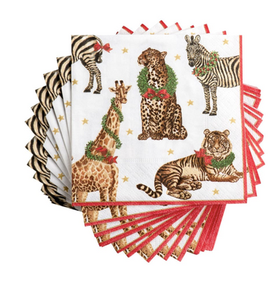 Wild Christmas Ivory Napkin Cocktail