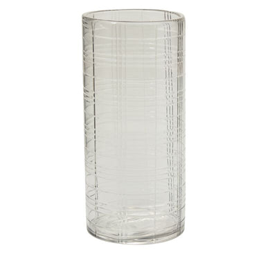 Etched Plaid Votive Clear