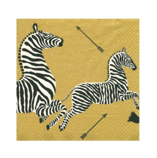 Zebras Paper Cocktail Napkins in Gold