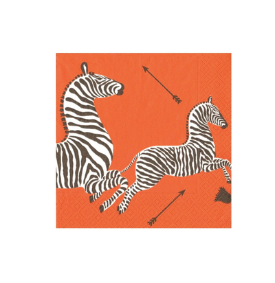 Zebras Orange Napkin Cocktail