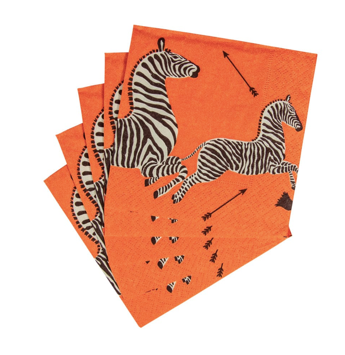 Zebras Orange Napkin Cocktail