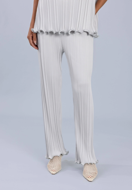 Straight Leg Scallop Edge Trousers Grey