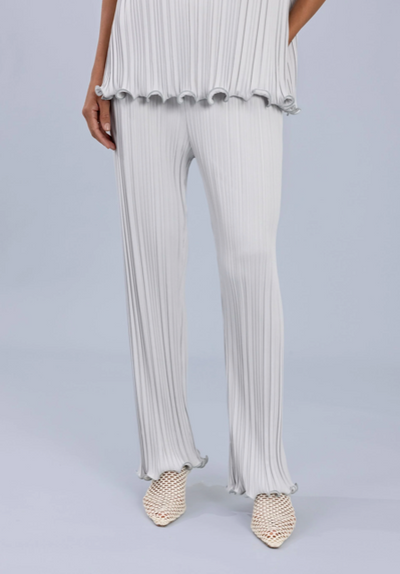 Straight Leg Scallop Edge Trousers Grey