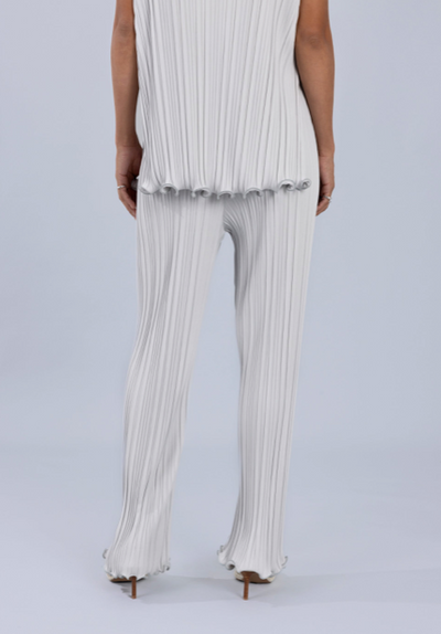 Straight Leg Scallop Edge Trousers Grey