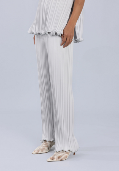 Straight Leg Scallop Edge Trousers Grey