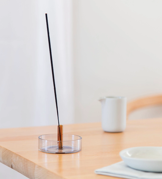 Duo Tone Glass Incense Holder Grey Orange