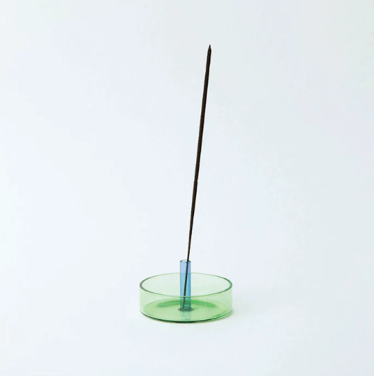 Duo Tone Glass Incense Holder Green Blue