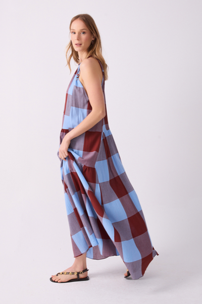 Vega Dress Brown Sky Blue