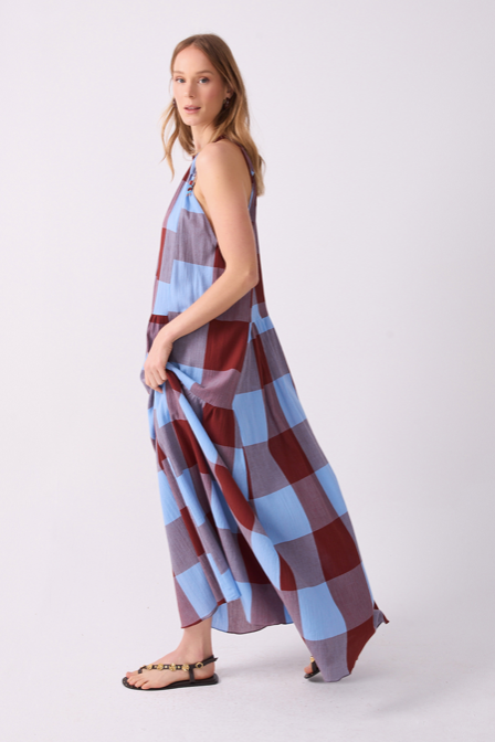 Vega Dress Brown Sky Blue