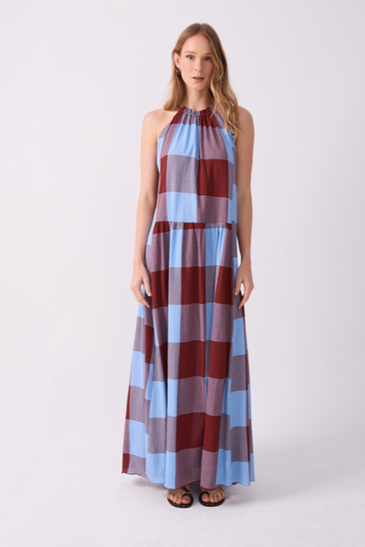 Vega Dress Brown Sky Blue