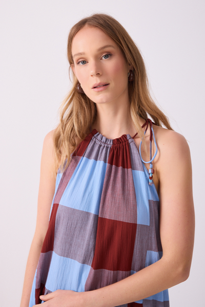 Vega Dress Brown Sky Blue