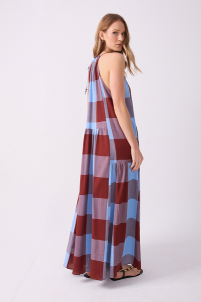 Vega Dress Brown Sky Blue