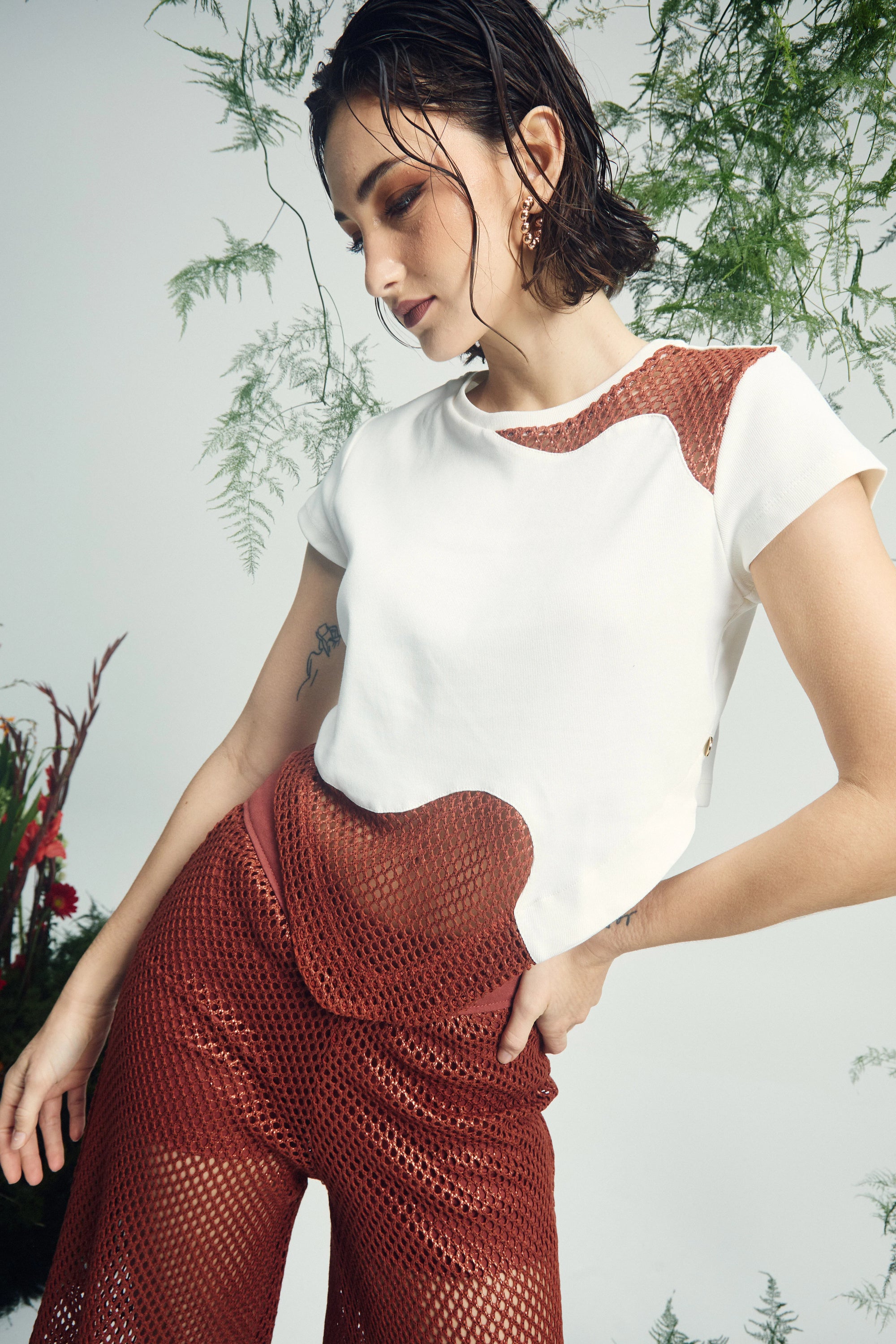 Elaphinae T Shirt Ivory Bronce