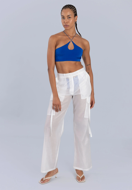 Organza Cargo Trousers Off White