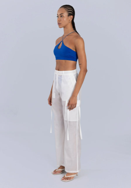 Organza Cargo Trousers Off White