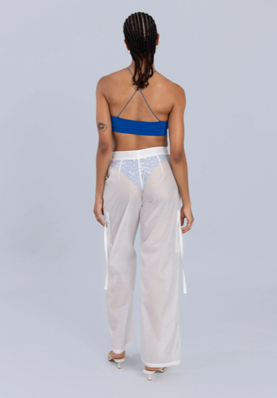 Organza Cargo Trousers Off White