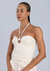 Denim Cut Out Tube Top Off White