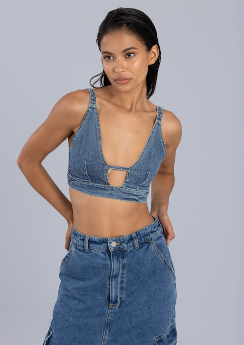Denim Triangle Top Blue Denim