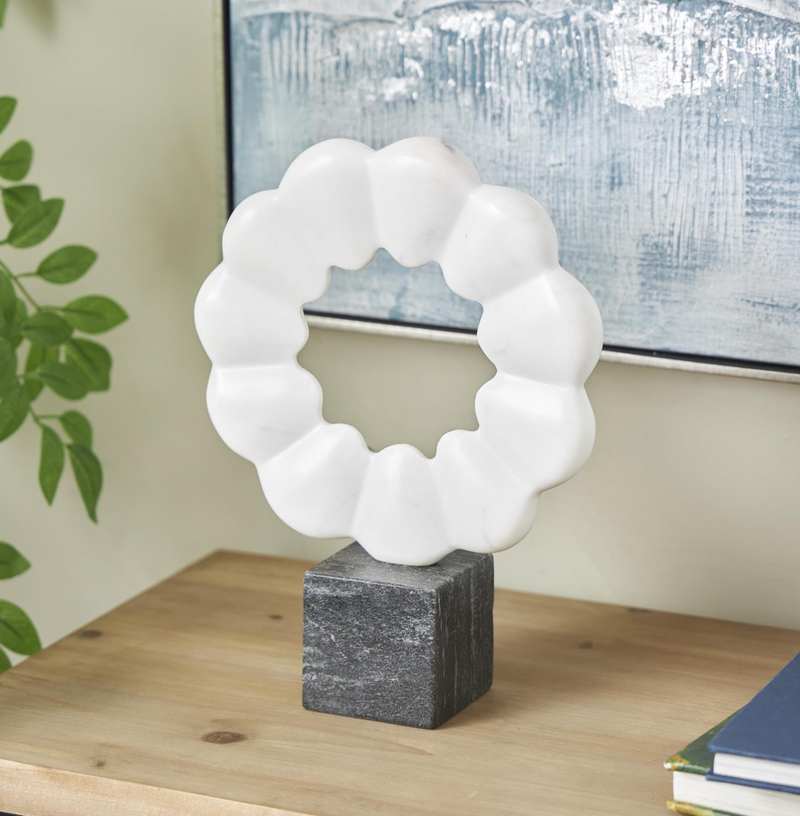 Decorative Sculpture Marble Geometric Floral