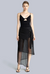 Pleated Asymmetric Midi Skirt Black