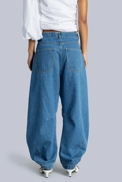 Mid-rise Barrel Leg Jeans Blue Denim