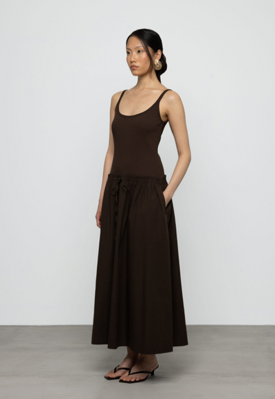 Aury Midi Cotton Dress Brown