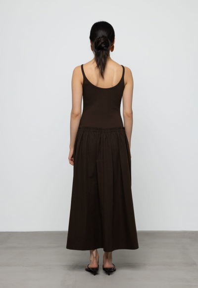 Aury Midi Cotton Dress Brown