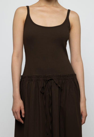 Aury Midi Cotton Dress Brown