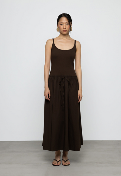 Aury Midi Cotton Dress Brown