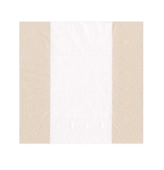 Bandol Stripe Paper Cocktail Napkins in Natural
