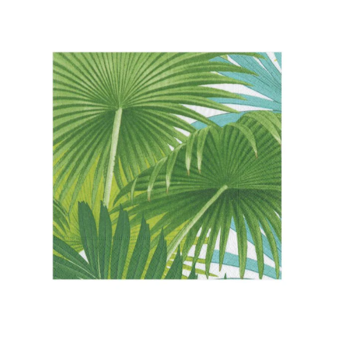 Palm Fronds Paper Cocktail Napkins in White
